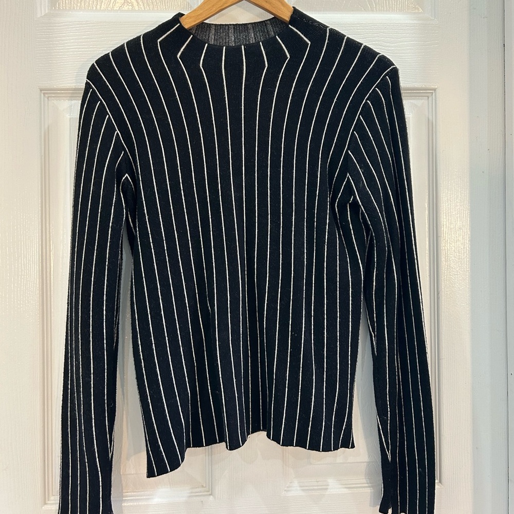 Zara Black Sweater with White Stripes